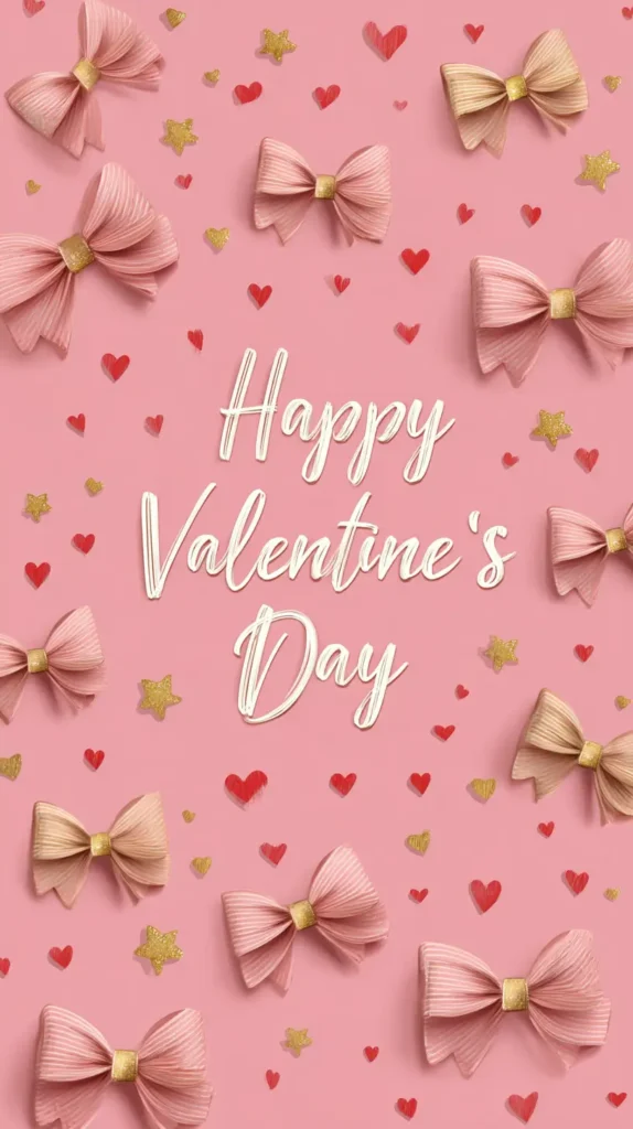 Happy Valentine's day pink and red and gold background