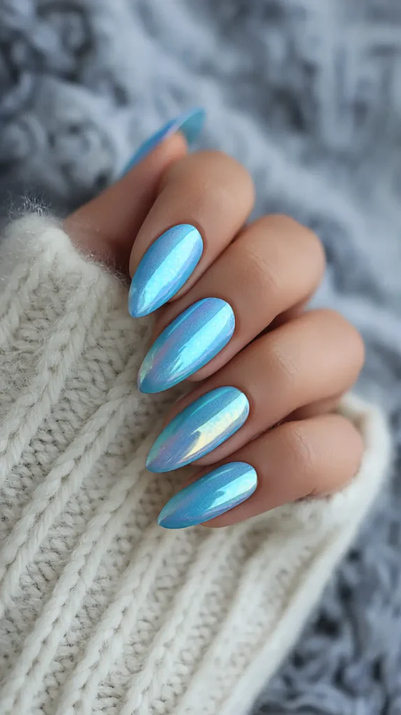 blue chrome nails