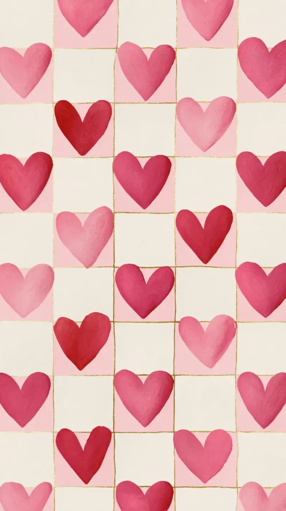 heart checker pattern, Valentines wallpaper