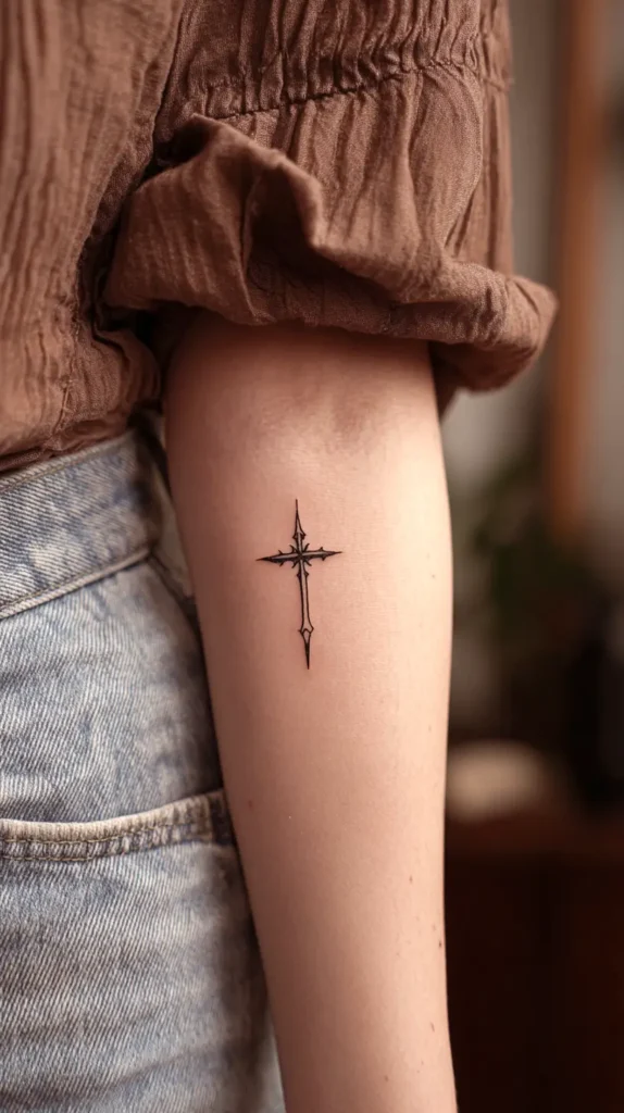 forearm cross tattoo