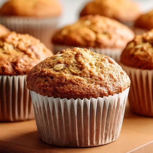 banana oat muffins on wooden cutting board