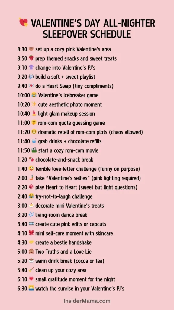 Valentine fun sleepover ideas