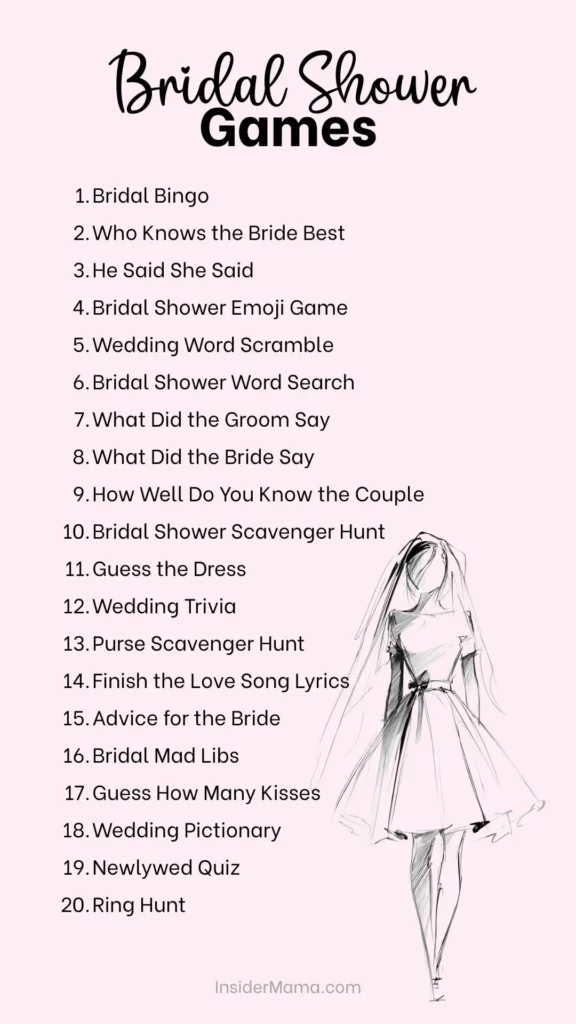 bridal shower games list