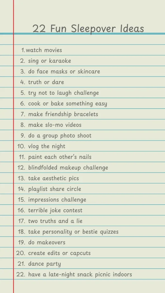 list of fun sleepover ideas