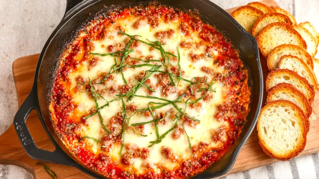 super bowl party food, pizza sausage dip