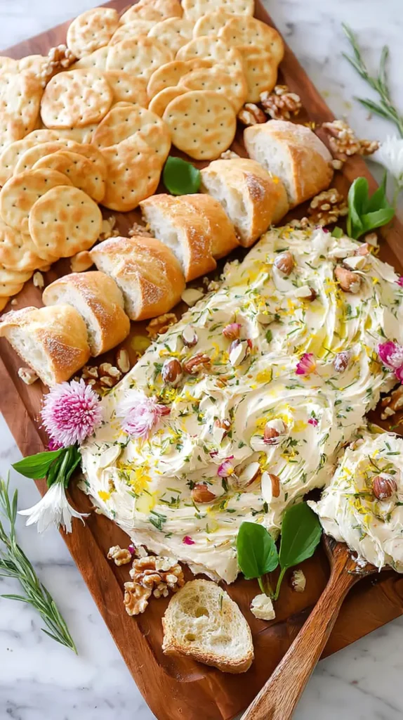 butter board charcuterie with bread and crackers