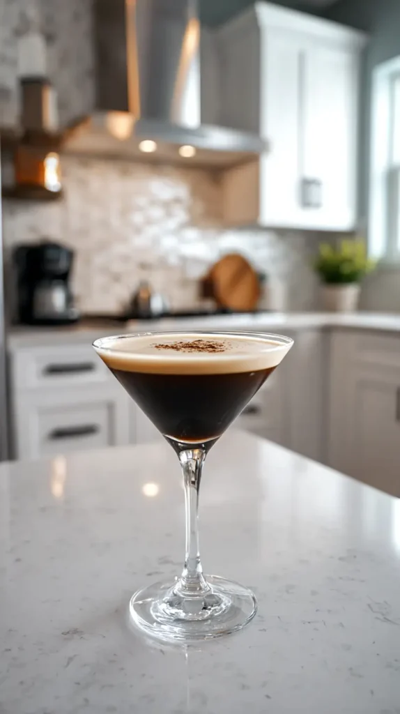 espresso martini on a kitchen counter