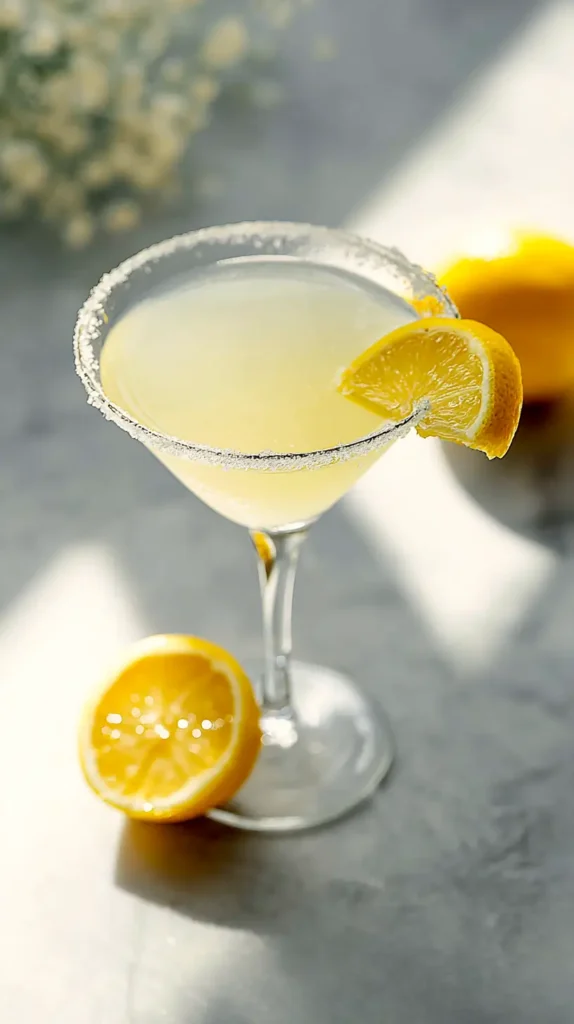 lemon drop martini, slight overhead shot