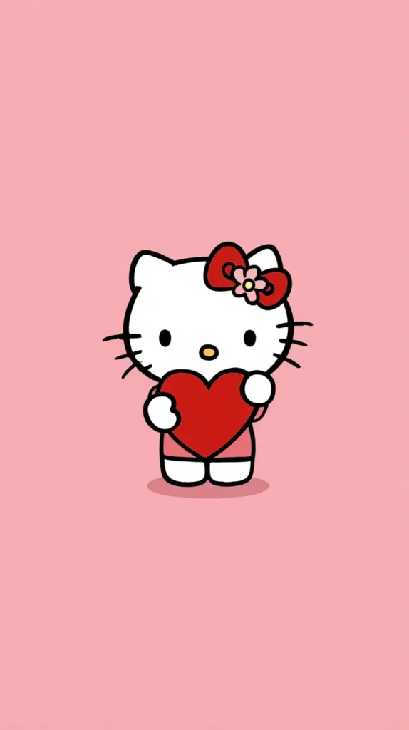 Hello Kitty holding a red heart