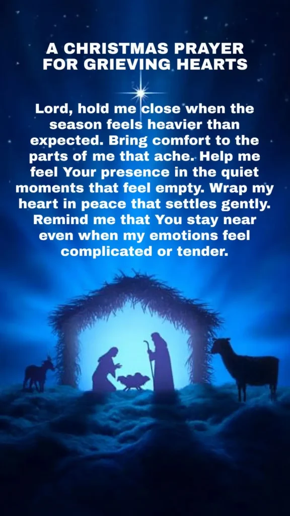 Christmas prayer, nativity scene, blue hue