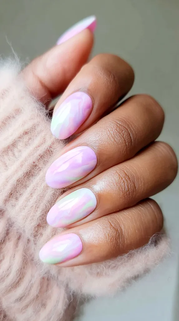 ombre swirl pastel manicure