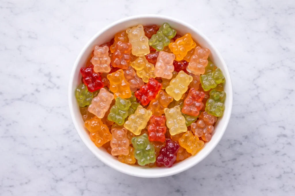 gummy bears in a bowl