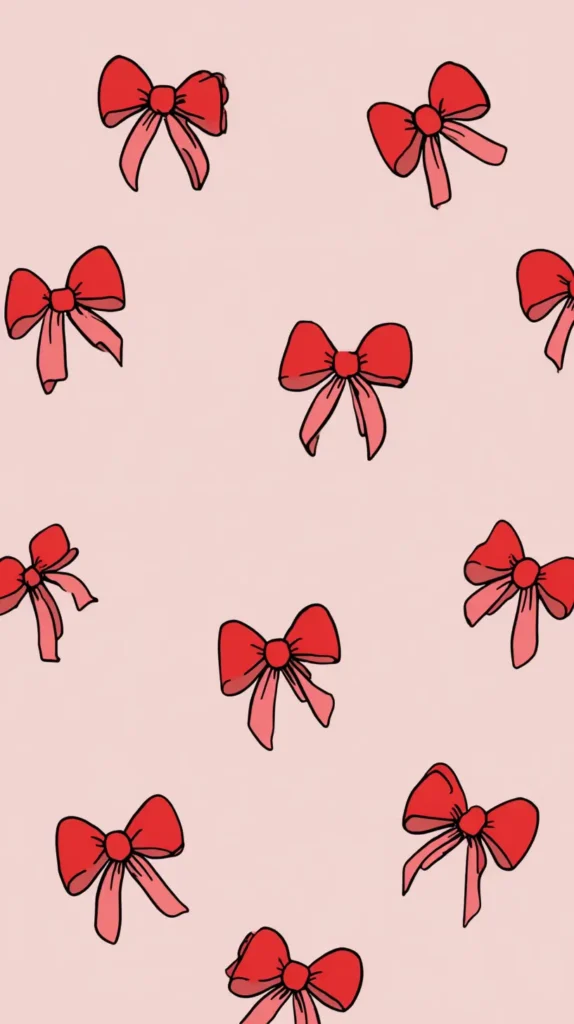 bows on pink background, drawn