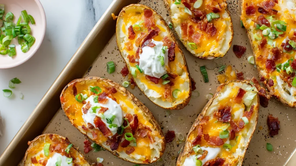 potato skins on a tray