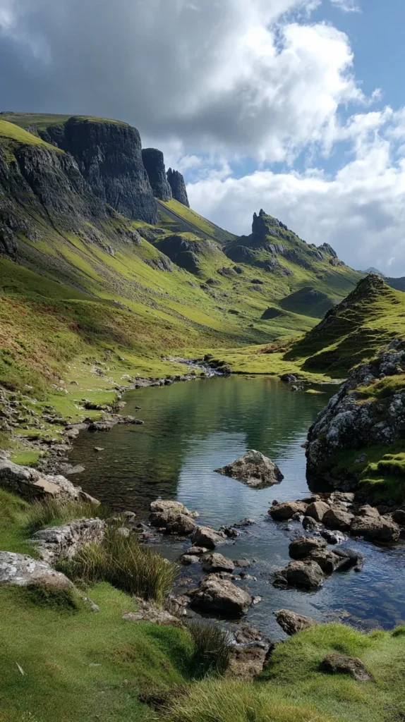 greens, outside, water, stones, scene