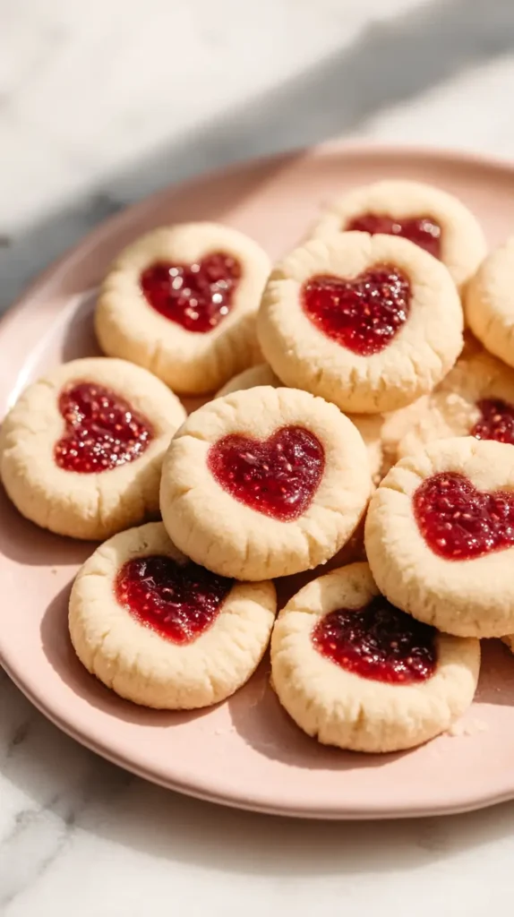 Valentine thumbprint cookies