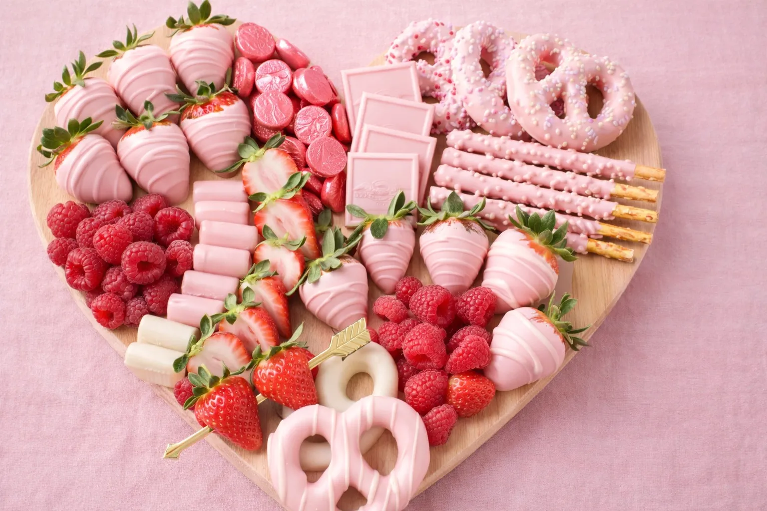 Valentine grazing boards, heart-shaped board