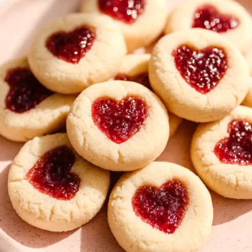 Valentine thumbprint cookies
