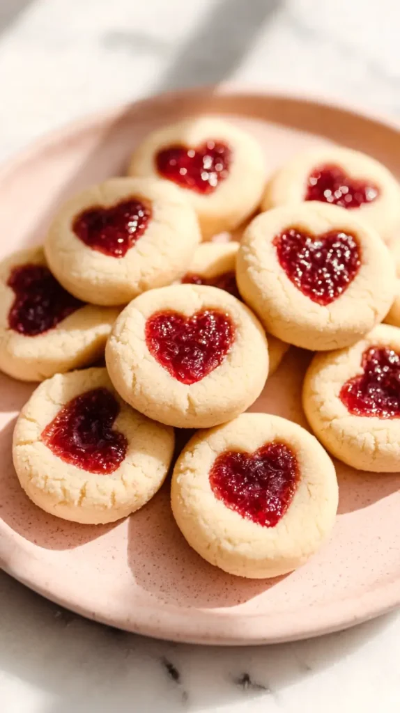 Valentine thumbprint cookies