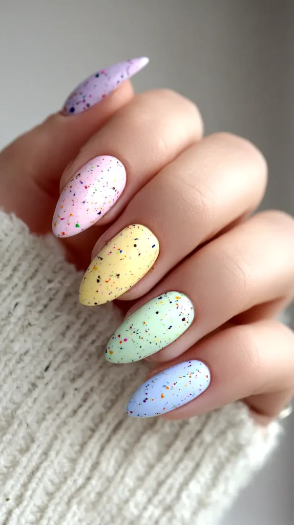 speckled egg design, Easter nails