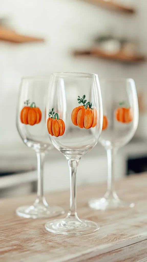 pumpkins painted on glasses