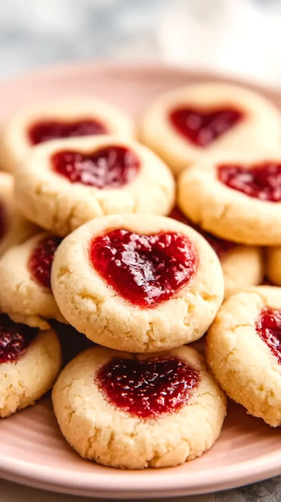 Valentine thumbprint cookies