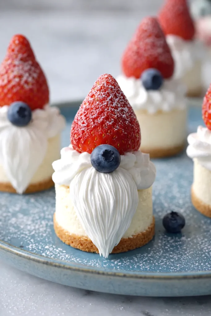 with blueberry nose, gnome mini cheesecake