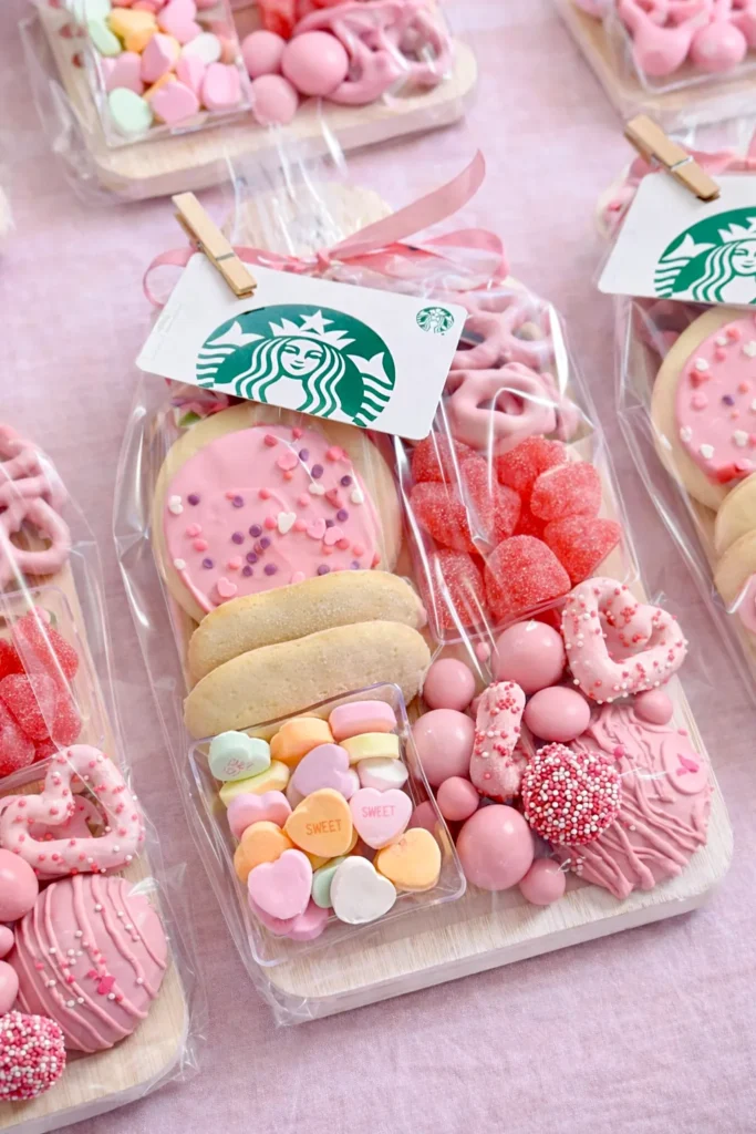 gift bag of small charcuterie with a Starbucks giftcard attached