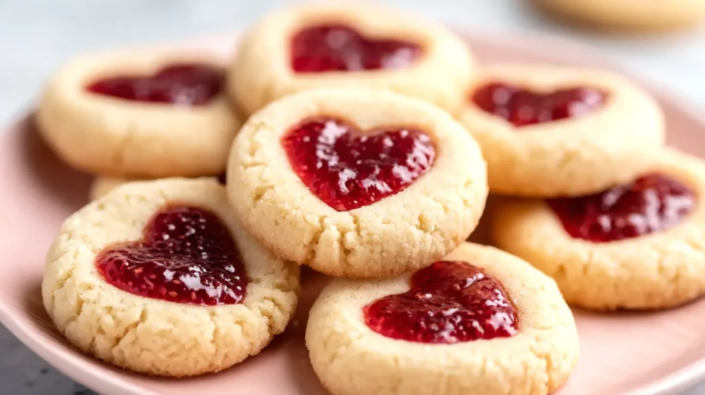 Valentine thumbprint cookies