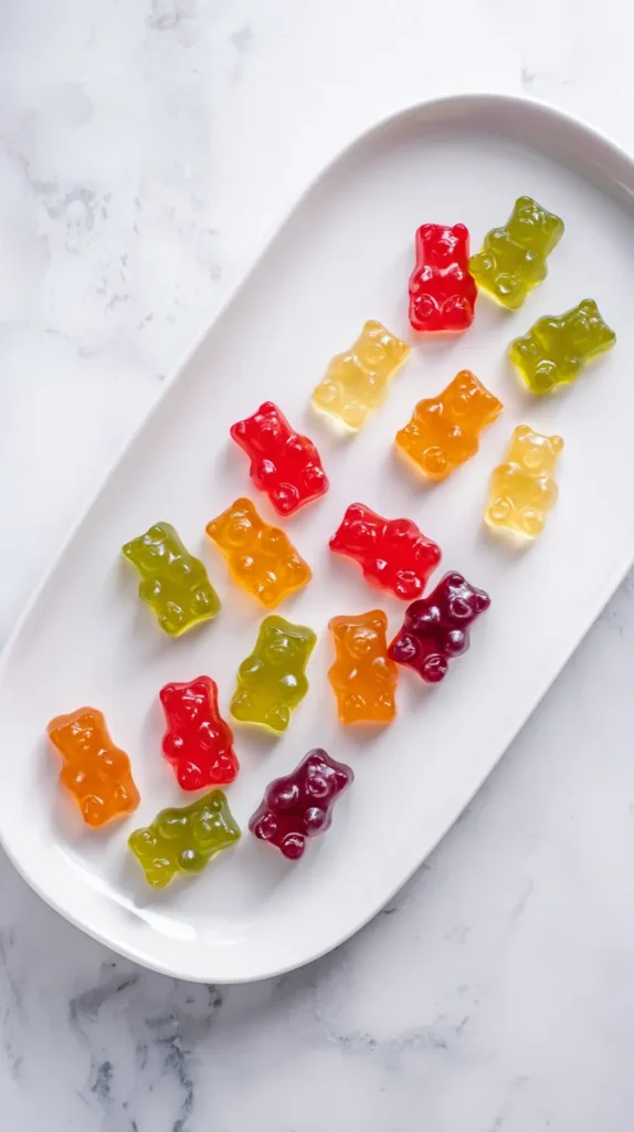 gummy bears on a white plate