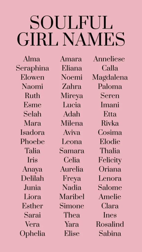 girl name ideas, soulful