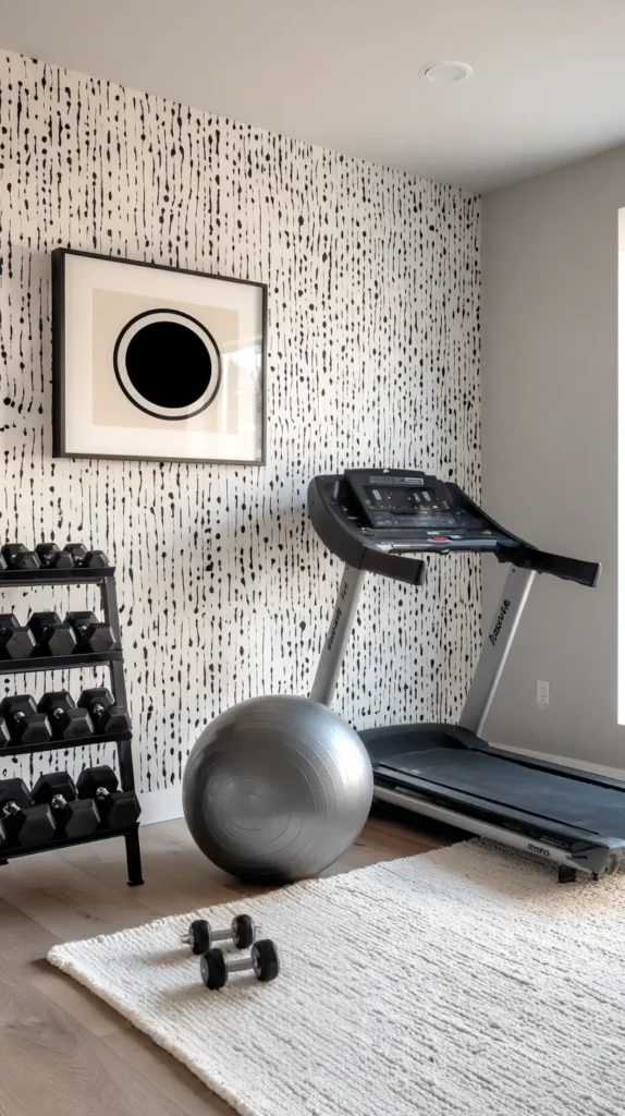 black and white home workout center