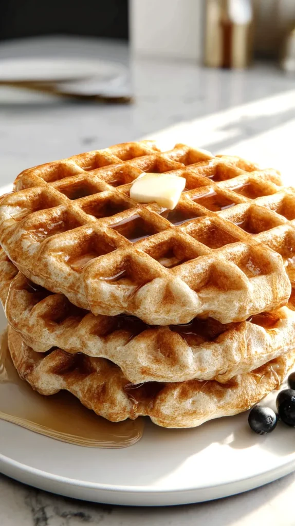 stack of sourdough waffles