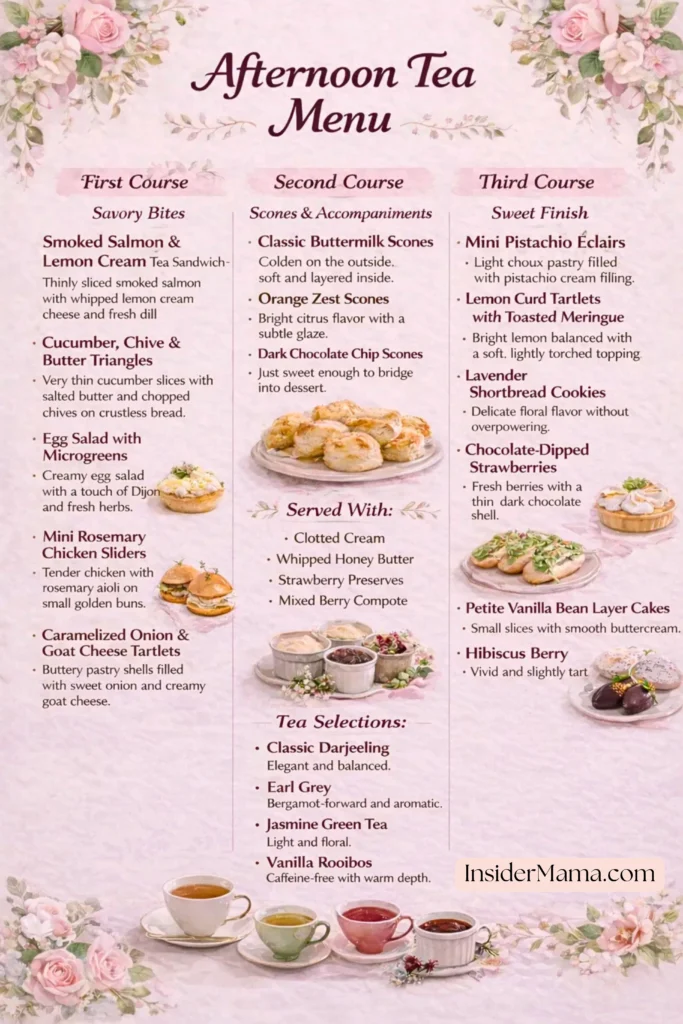 afternoon tea menu