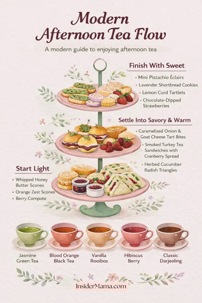 modern afternoon tea flow chart of menu food