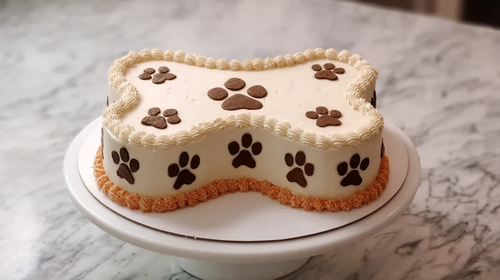 bone-shaped dog birthday cake