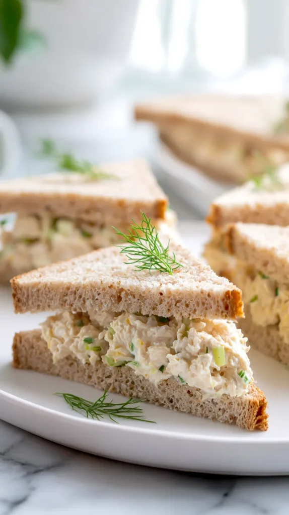chicken salad, apple, bread, tarragon