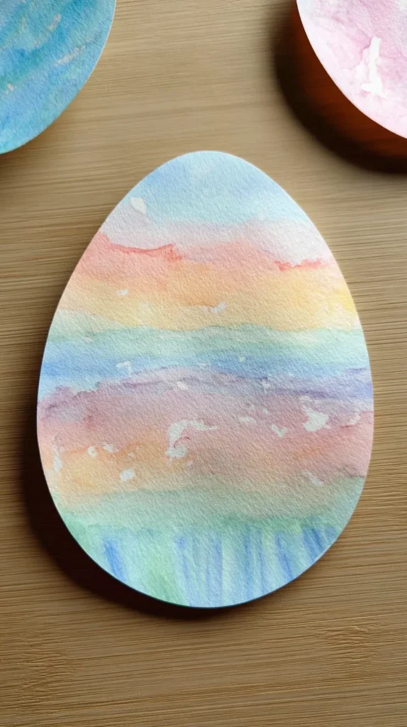 watercolor painted easter egg craft for kids