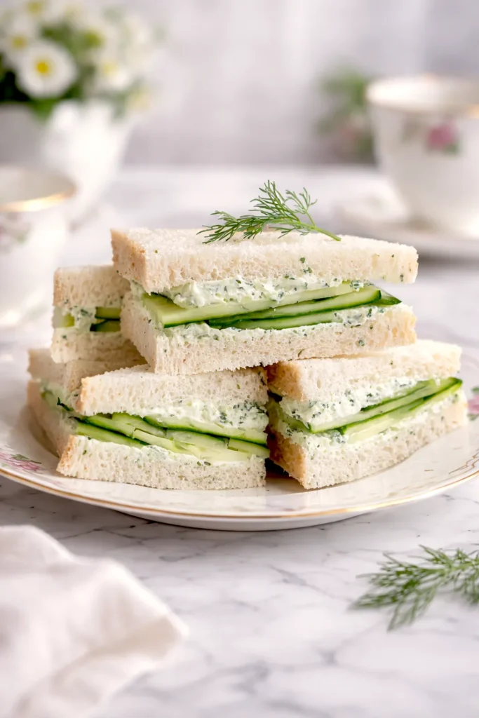 cucumber and cream cheese tea sandwiches