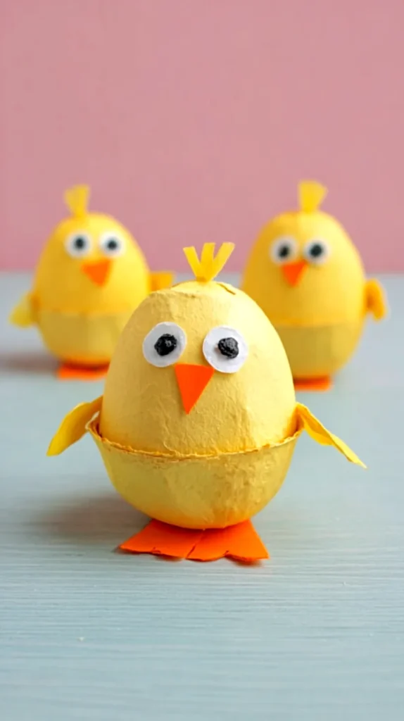 Easter chick, egg carton craft for kids