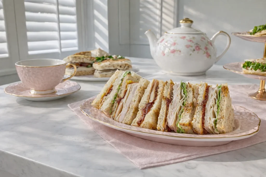 small plate of tea snadwiches