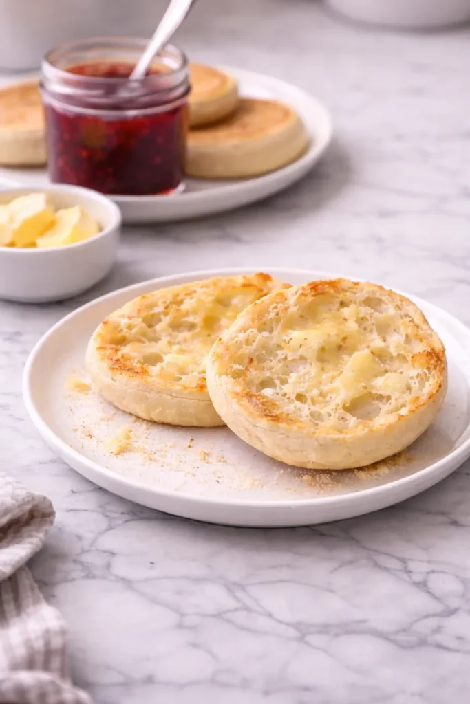 sourdough English muffins with butter