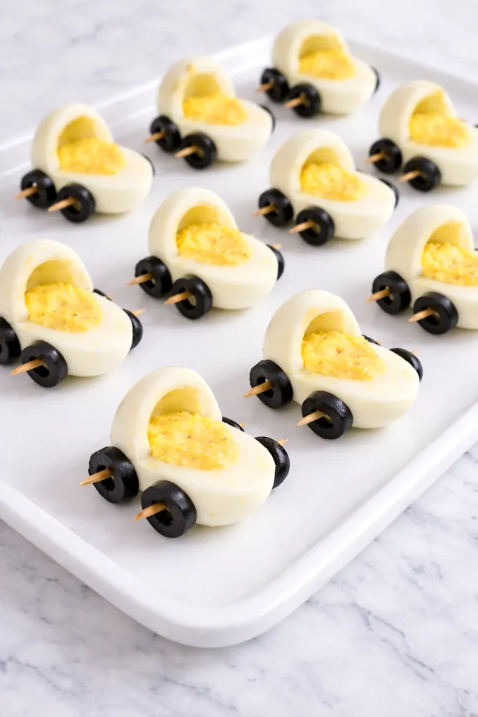 deviled eggs, baby carriage 