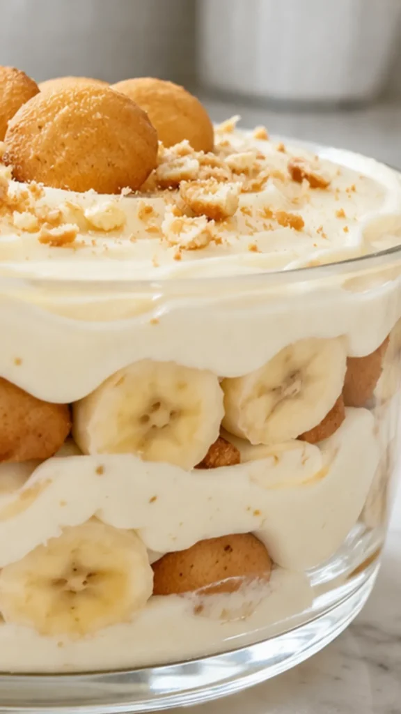 close-up of banana pudding 