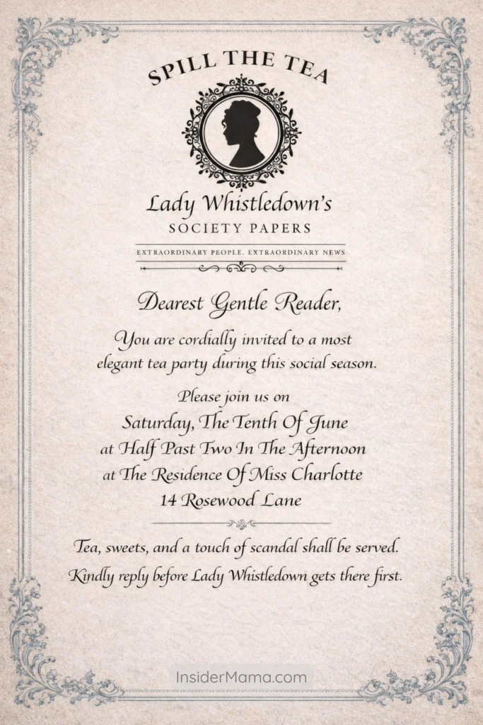Bridgerton tea party invite