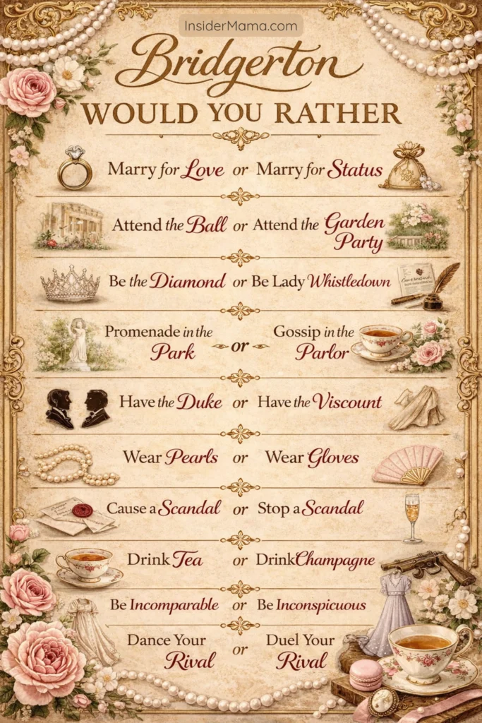 would you rather game, Bridgerton tea party
