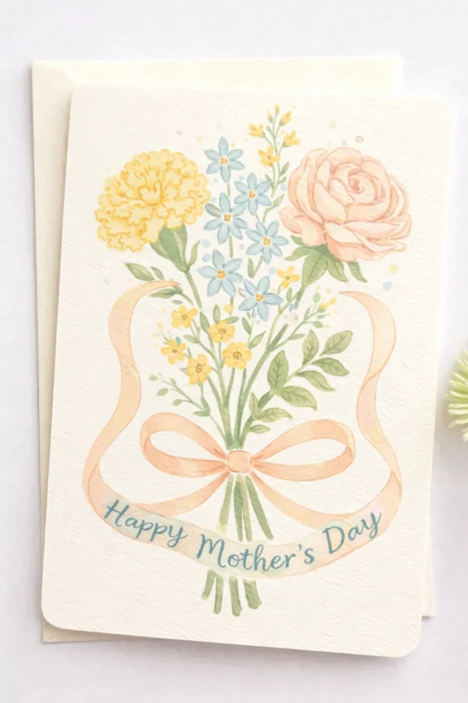 water color Mother's day card, floral bouquet