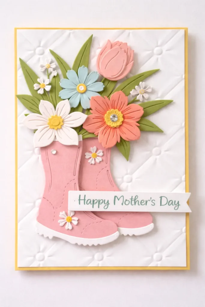 3-dimensional rain boots inspired card