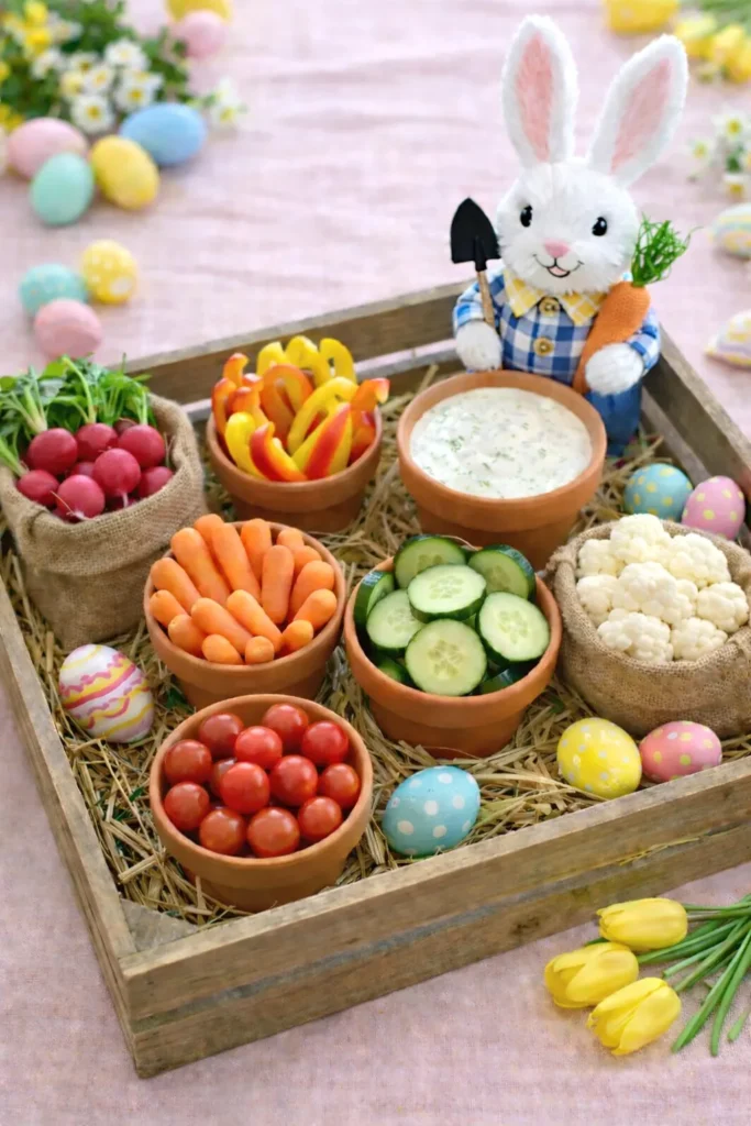 vegetable board with bunny rabbit