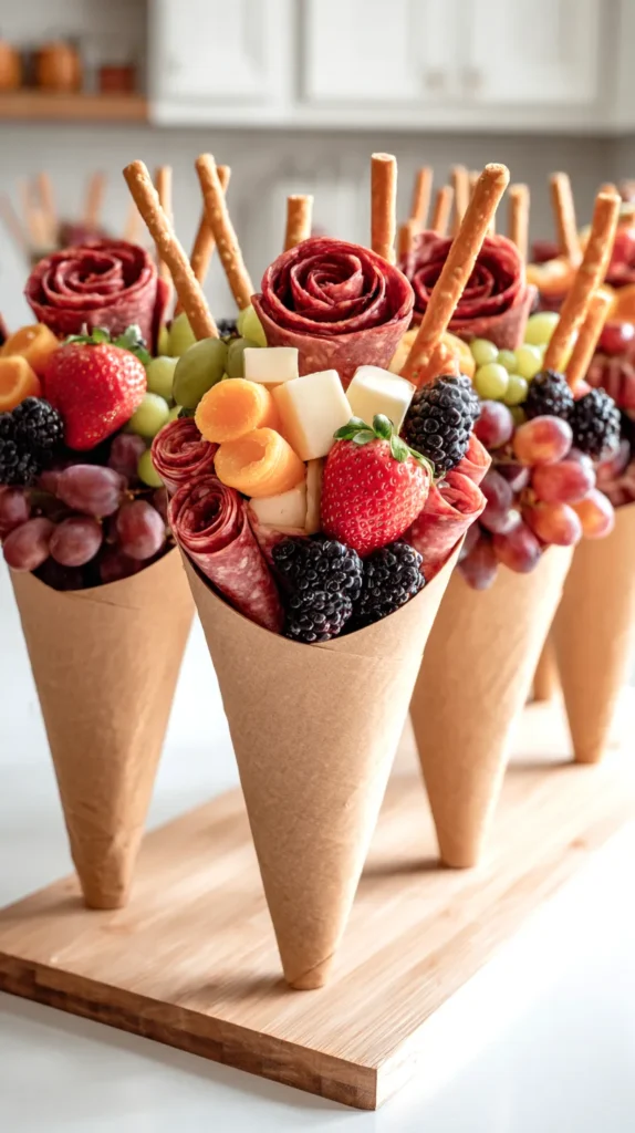 charcuterie cups filled with finger foods
